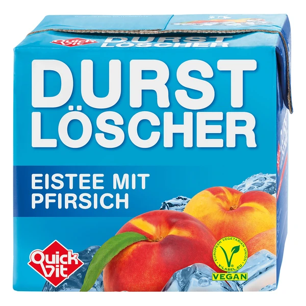 Durstlöscher Eistee Pfirsich in geschlossener Verpackung – Produktfoto